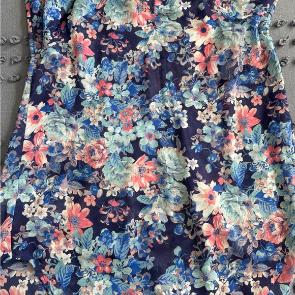 LC Lauren Conrad Sheer Floral Navy Blue Women's Top - Picture 3 of 5